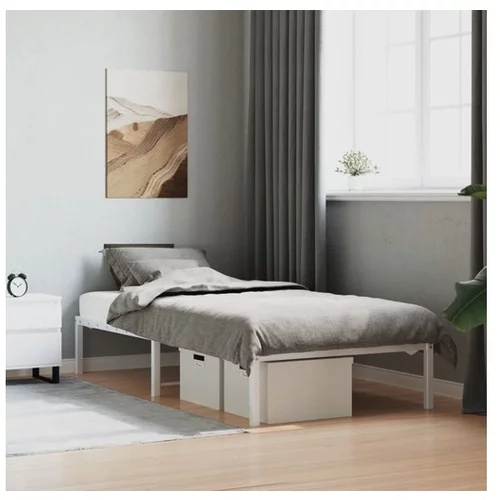 vidaXL Kovinski posteljni okvir bel 90x190 cm
