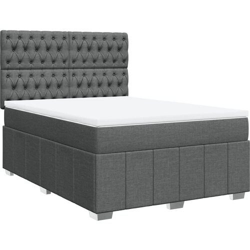 vidaXL Box spring postelja z vzmetnico temno siva 140x200 cm blago, (21304356) Cene