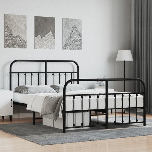 vidaXL Metalni okvir kreveta uzglavlje i podnožje crni 150x200 cm Cene