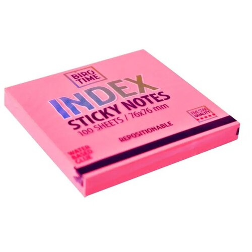 Biro time Index, blokčić, samolepljivi, 76 x 76 mm, 100 lista, neon roze ( 490121 ) Slike