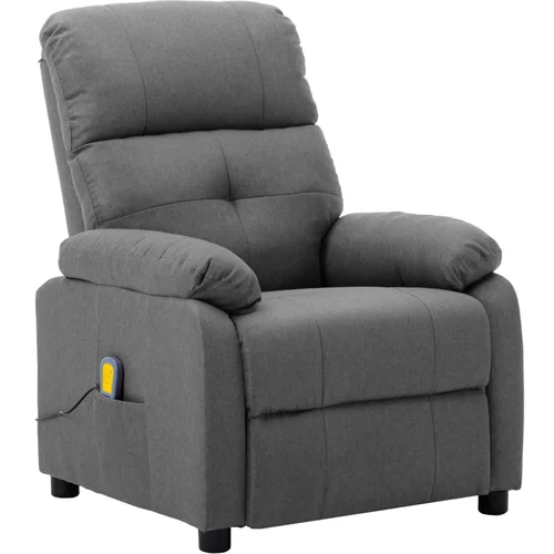 vidaXL Masažni fotelj svetlo sivo blago