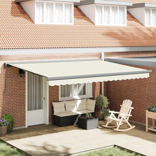 Tenda Retraktilna tenda Krem in siva 400 &times; 300 cm Platno in aluminij, (5000206583) Cene