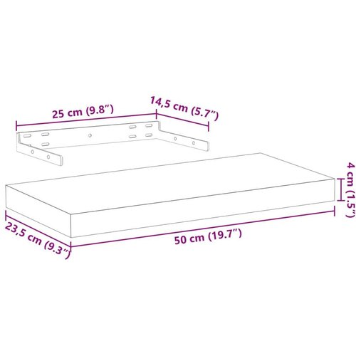 VidaXL Plutajuće police 2 kom 50x23,5x4 cm od konstruiranog drva Slike