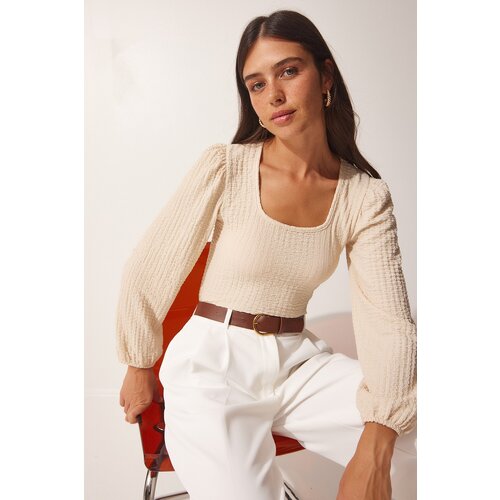  Blouse - Beige - Slim fit Slike