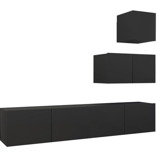 Maison Chic Komplet TV omarice - TV enot 4-delni črna inženirski les, (21698675) Slike