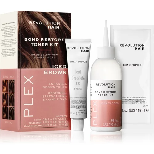 Revolution Haircare Plex Bond Restore Kit set za naglašavanje boje kose nijansa Iced Chocolate