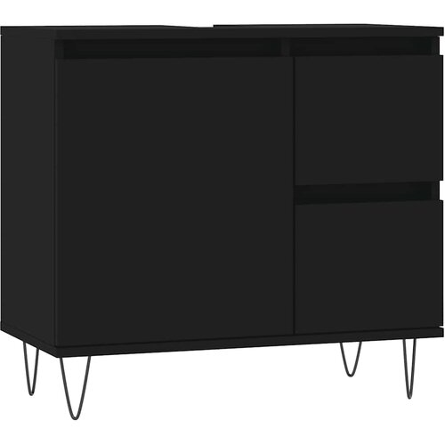 Maison Chic Kopalniška omarica - Kopalniški kabinet črna 65x33x60 cm inženirski les, (21794857) Cene