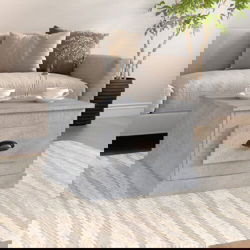 VidaXL Klubska mizica betonsko siva 50x50x35 cm inženirski les Slike