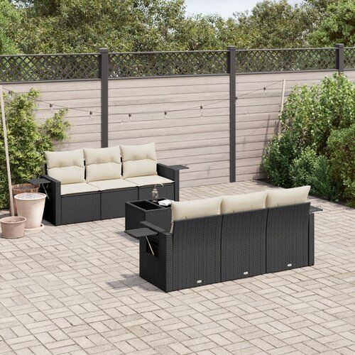 vidaXL 7-dijelni set vrtnih sofa od poliratana s jastucima crni Cijene