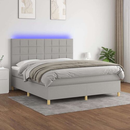  Box spring postelja z vzmetnico LED sv. siva 160x200 cm blago, (20789384) Slike