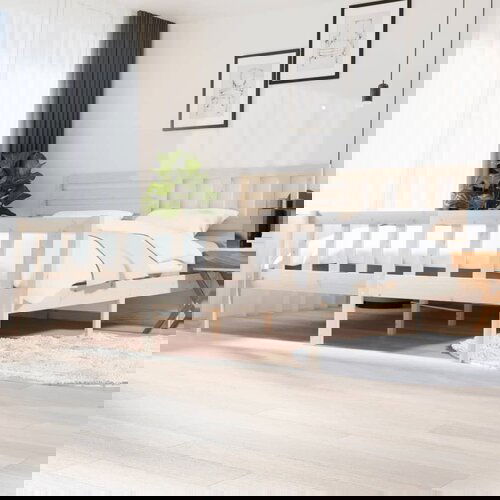 The Living Store Posteljni okvir iz trdnega lesa 200x200 cm - Posteljni Okvir, (21523515) Slike