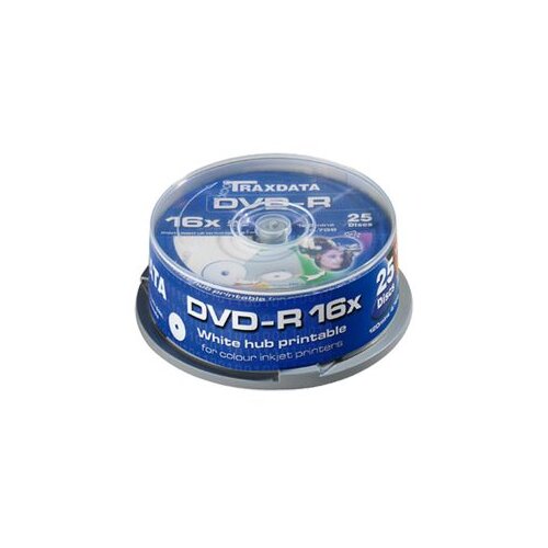  DVD-R TRAXDATA, 4.7GB, 16X, CAKE 25 kom full printable,white Slike