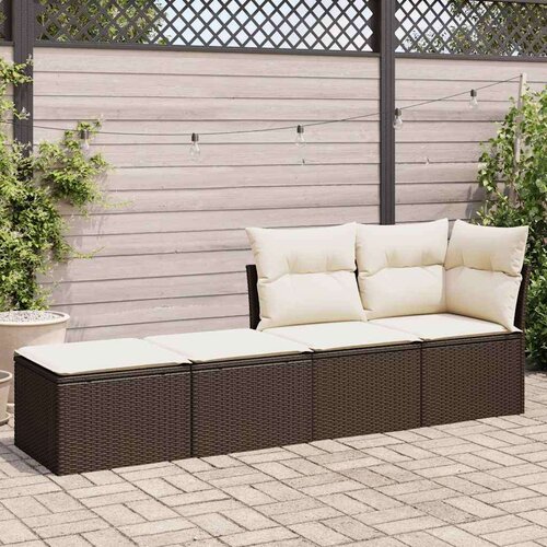 VidaXL 2-dijelni set vrtnih sofa poliratan i bagrem s jastucima smeđi Slike