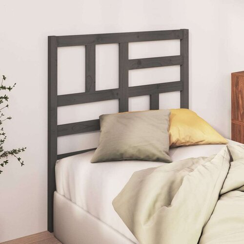  Uzglavlje za krevet sivo 106 x 4 x 104 cm od masivne borovine Slike