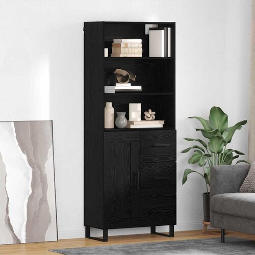  Highboard s ladicama 2 pcs Crni hrast Konstruirano drvo Cijene