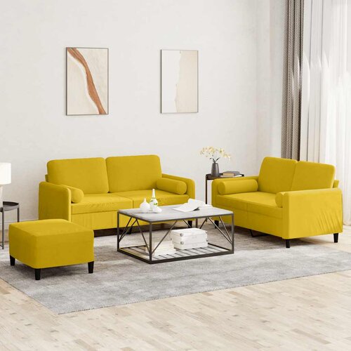  3-dijelni set sofa s jastucima žuti bar&scaron;unasti Cijene