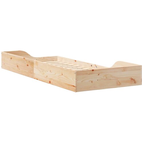  Krevetna konstrukcija Smeđa 100 x 210 cm Čvrsto borovo drvo Bež Slike