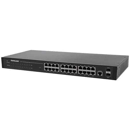 Intellinet 24-Port Gigabit Ethernet Switch with 2 SFP Ports, 24 x 10/100/1000 Mbps RJ45 Ports + 2 x SFP, IEEE 802.3az (Energy Efficient Ethernet), 19" Rackmount, Metal Cijene