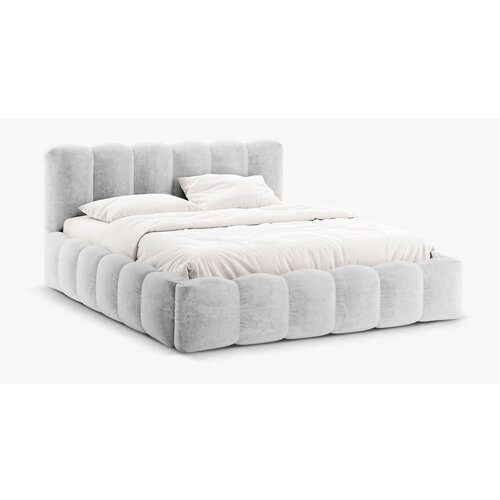Micadoni Home Svijetlo sivi tapecirani bračni krevet s prostorom za odlaganje s podnicom 180x200 cm Lupine – Cijene