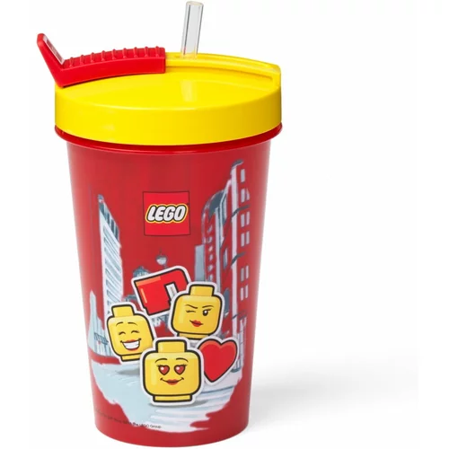Lego Crvena čaša sa žutim poklopcem i slamkom Iconic, 500 ml