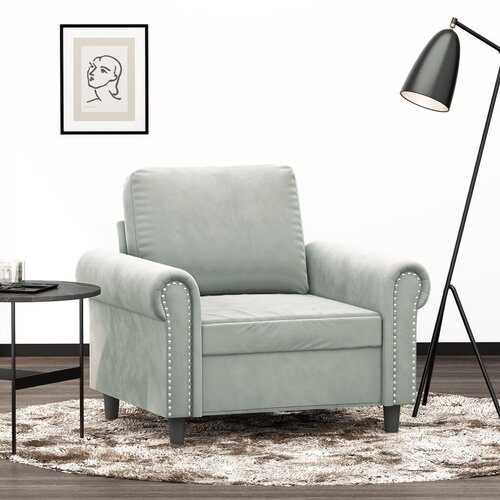  The Living Store Fotelj svetlo siv 60 cm žamet - Enosed, (21495016) Cene