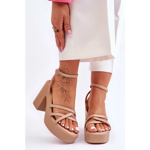 Kesi Fashionable high heel sandals with Shemira Beige straps