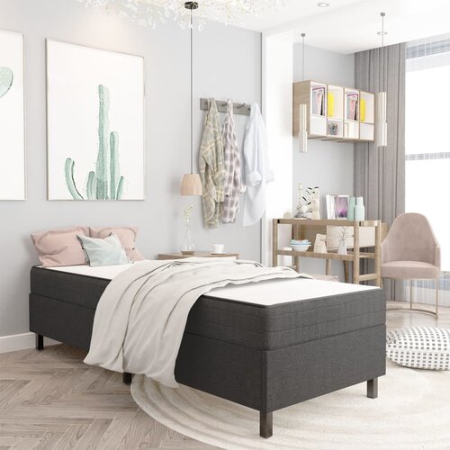 The Living Store Boxspring postelja temno siva iz blaga 80x200 cm - Boxspring Postelja, (21519325) Cene