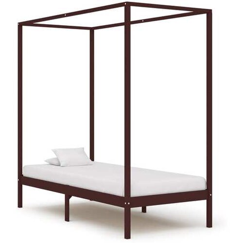  Posteljni okvir z baldahinom temno rjav iz borovine 100x200 cm Cene