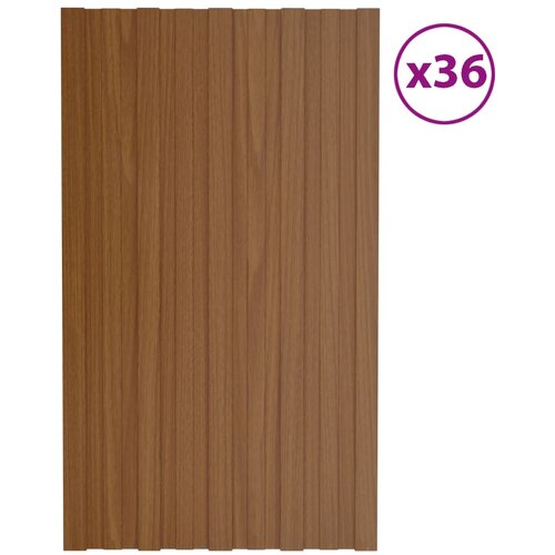 VidaXL stre&amp;scaron;ni paneli 36 kosov pocinkano jeklo rjavi 80x45 cm Slike