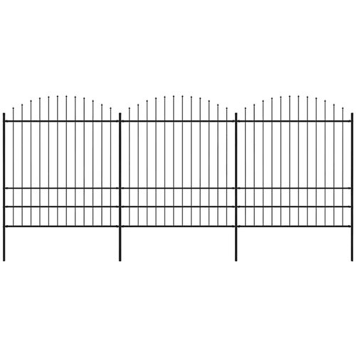  Vrtna ograda s vrhom koplja Čelik 537x200 cm Crna Cene