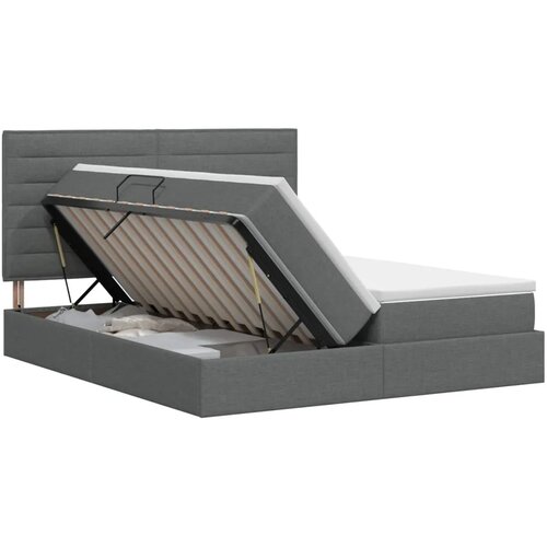  Krevet s od storage s uzglavljem Tamnosiva 180 x 200 cm Tkanina - Tamnosiva 180 x 200 cm Dizajn linija Slike