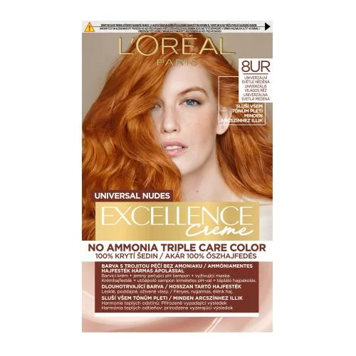 L'Oréal Paris Excellence Creme Triple Protection boja za kosu obojena kosa svi tipovi kose 48 ml Nijansa 8ur universal light copper za ženske