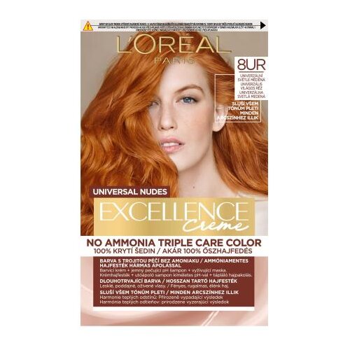 L&amp;acute;Or&amp;eacute;al Paris Excellence Universal Nudes permanentna barva za lase odtenek 8UR Universal Copper Light 1 kos Slike