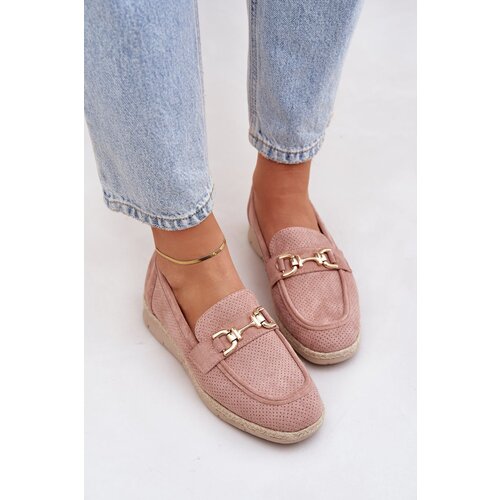 PH2 Cutout loafers with gold detail and jute weaving pink Lainer Cene