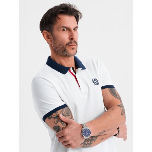 Ombre Men's polo shirt with colorful accents - white Cene