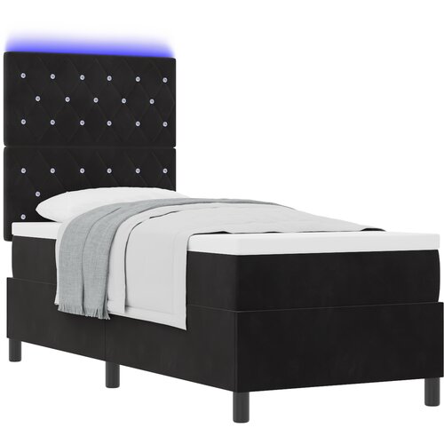 vidaXL Box Spring postelja z vzmetnico in LED črna 80x200 cm žamet Cene