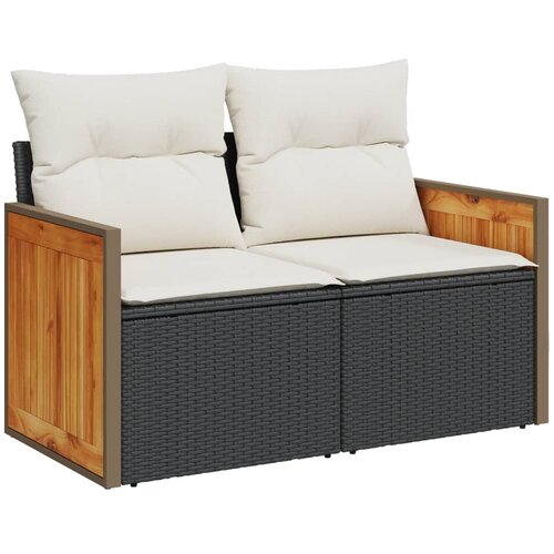  7-dijelni set vrtnih sofa od poliratana s jastucima crni Crna 59 x 62 x 69 cm Slike
