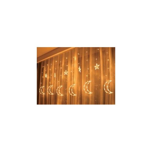 Moon in the Room ML46 LED svjetlosna zavjesa zvjezdice i mjeseci, 3 m, topla bijela Slike