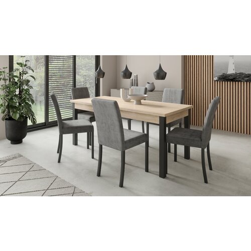 ADRK Blagovaonski set RODOS 81 s pro�irivim stolom i 6 stolica - CRNA-SONOMA HRAST Cijene