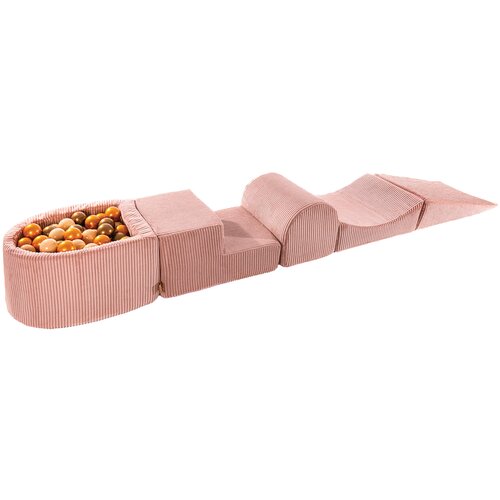 MeowBaby 4-delni penasti igralni komplet ® Foam Playground z okroglim bazenom, 100 žogami, estetski, Velvet, roza: bež/zlata/platinasta, (21333767) Cene