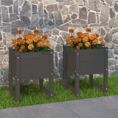 vidaXL Sadilice 2 kom siva 40 x 40 x 52,5 cm od masivne borovine Cijene