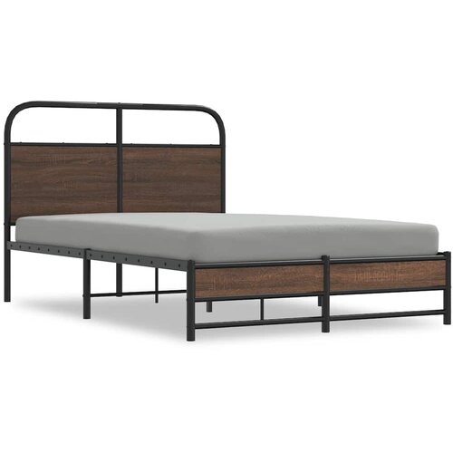 Maison Chic Posteljni okvir - Dvoposteljna postelja - Zakonska postelja brez vzmetnice 135x190 cm rjav hrast inž. les-J10602, (21767329) Slike