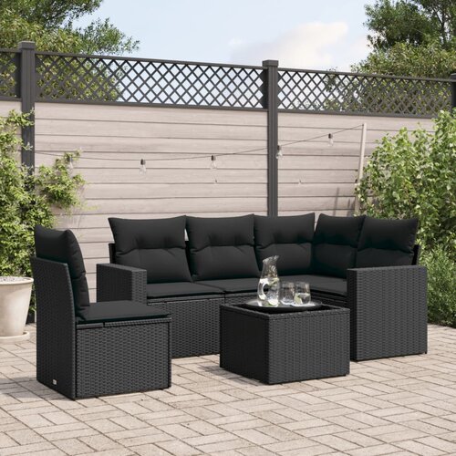 VidaXL 6-dijelni set vrtnih sofa s jastucima crni od poliratana Slike