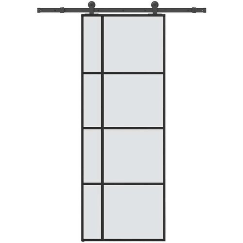 vidaXL Drsna vrata z opremo 76x205 cm ESG steklo in aluminij Cene