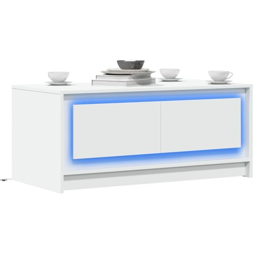 VidaXL Klubska mizica z LED lučkami bela inženirski les Slike