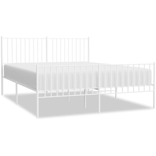 VidaXL Kovinski posteljni okvir z vzglavjem in vznožjem bel 150x200 cm, (20736509) Slike