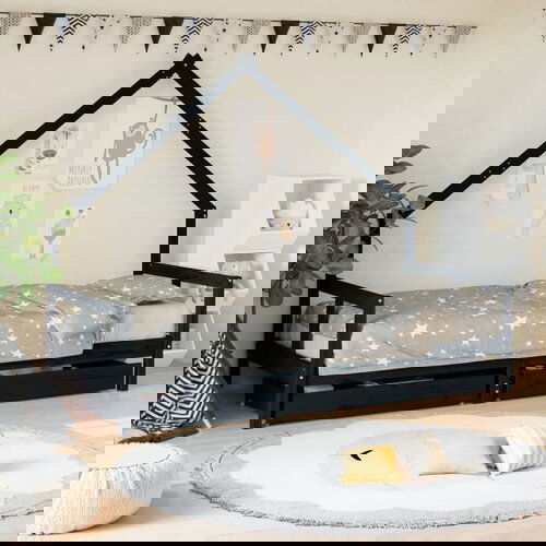 VidaXL Okvir dječjeg kreveta s ladicama crni 80 x 200 cm od borovine Slike