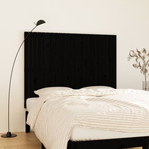 VidaXL Zidno uzglavlje crni 146,5x3x110 cm od masivne borovine Slike