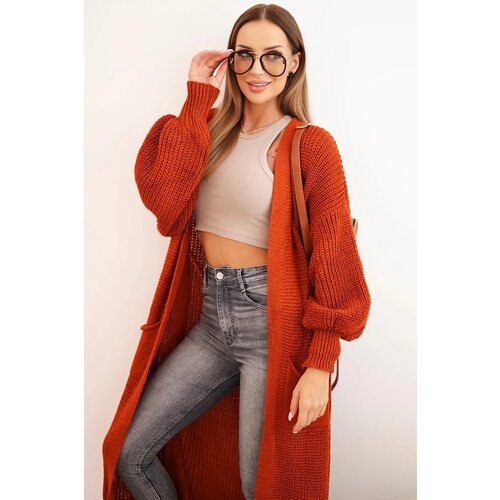 Kesi Włoski Long cardigan sweater red Cene