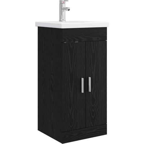 VidaXL Kopalni&amp;scaron;ka omarica s pomivalnikom Črni hrast 42 x 40 x 84,5 cm, (5000246356) Slike